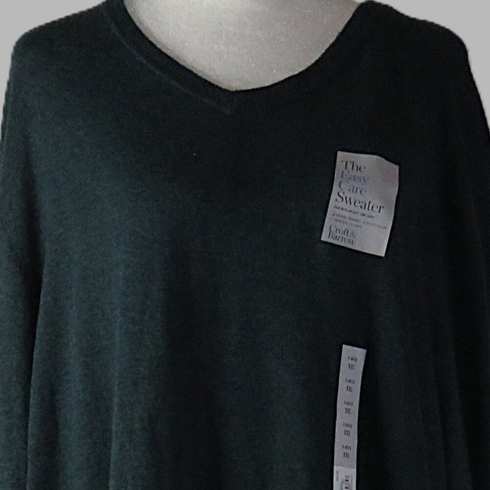 NWT Croft & Borrow Men's V-Neck Green Sweater Size 2X (C436)